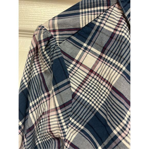 UNTUCKit Sarah Blue White Red Plaid Button Up Tunic Top sz 14 EUC - Picture 3 of 7